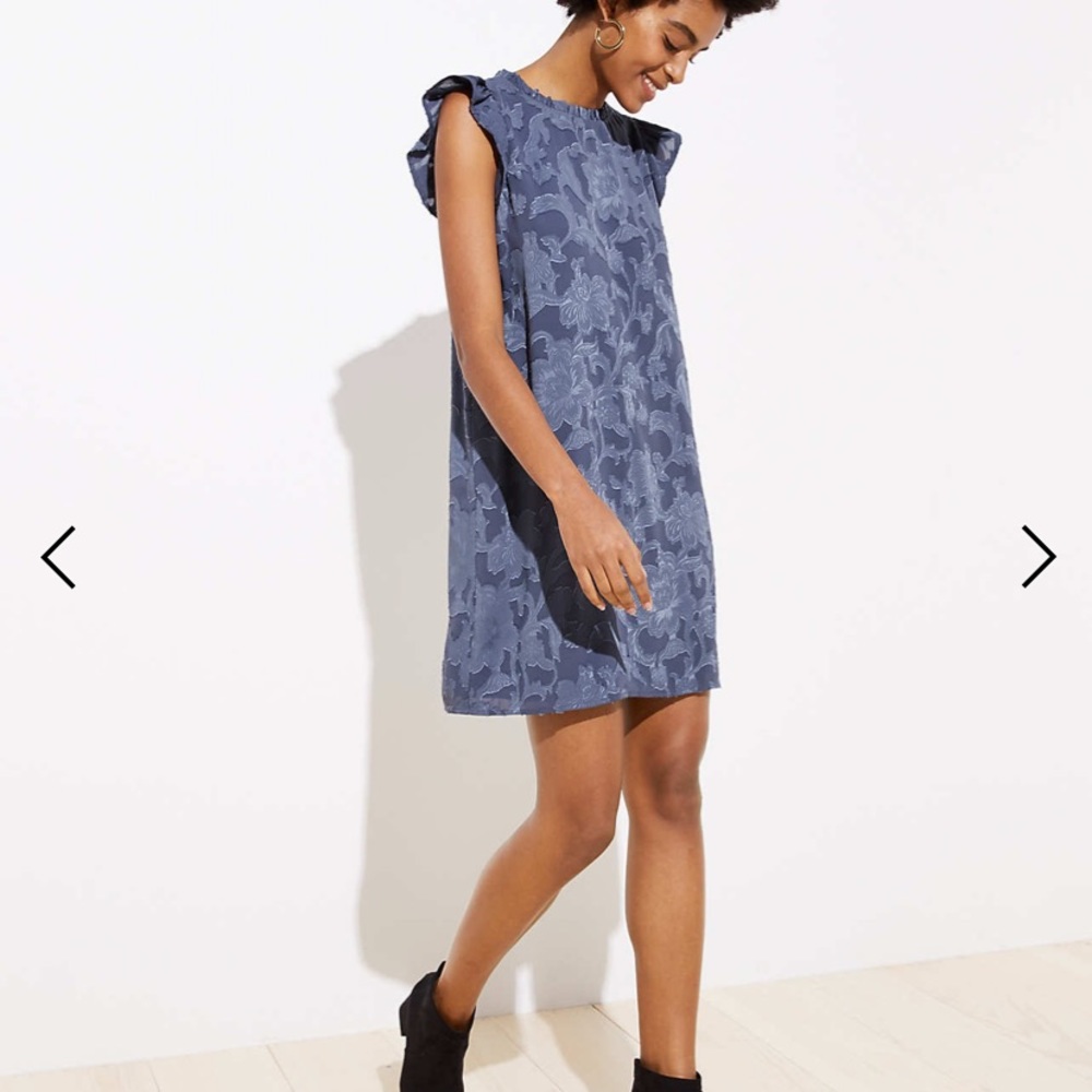 Floral Jacquard Ruffle Swing Dress